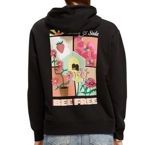 Scotch & Soda Bee Free Graphic Black Hoodie Size Large